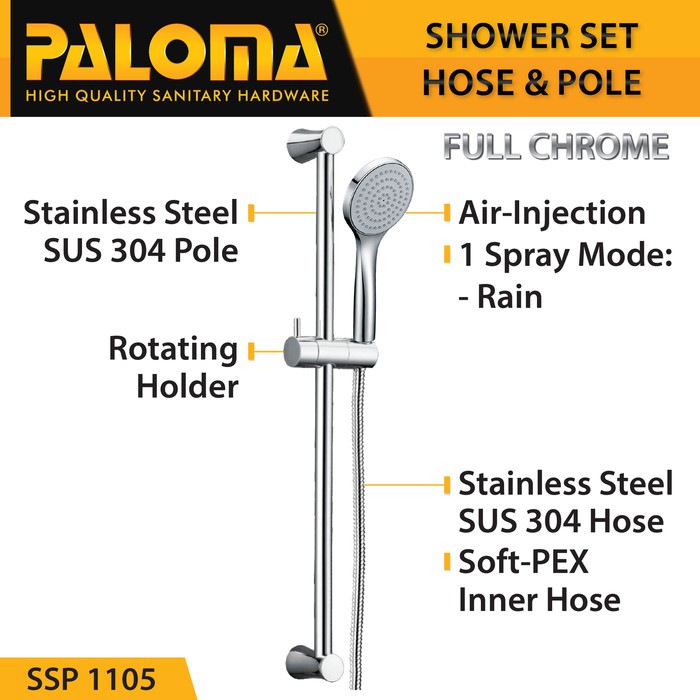 PALOMA SSP 1105 Shower Set Tiang Handshower Mandi Hand Head Kepala