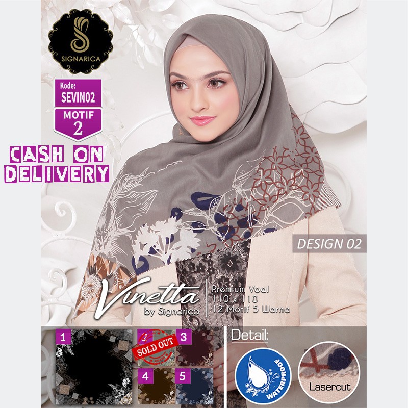 SEVIN02 - Jilbab Segi Empat Vinetta Motif 2 By Signarica Scarf