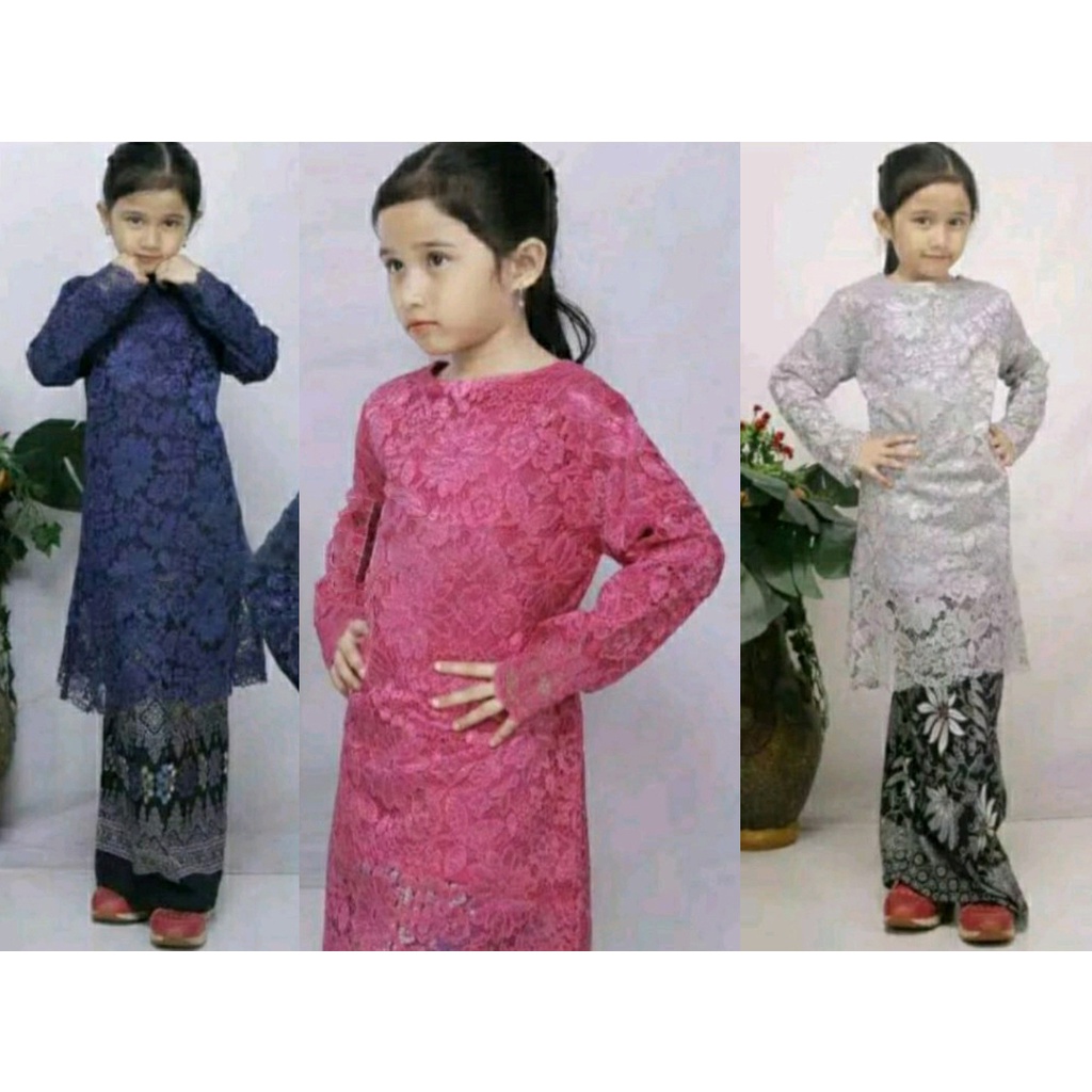 Setelan Kebaya Tunik Anak,Setelan Kebaya Brukat Anak  Model Tunik