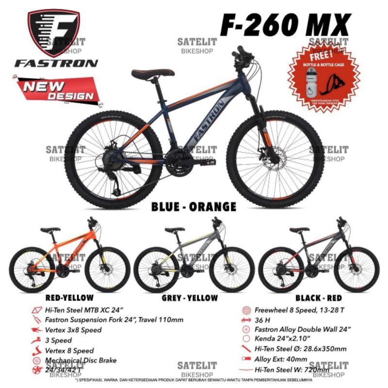 Sepeda Gunung MTB Mountain Bike Fastron F-260 MX Ukuran 24 Inch