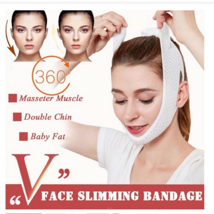 3D V SHAPE OVAL FACE SLIMMING BELT FACE LIFT UP BELT BOUBLE CHIN PENIRUS WAJAH DAN PIPI - PUTIH