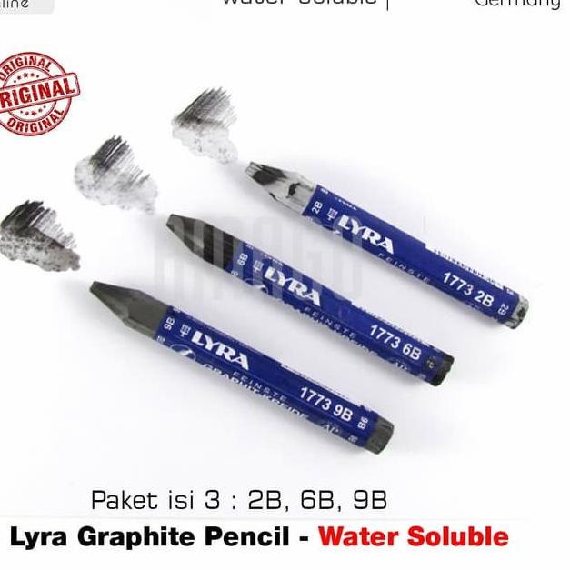 

SHJ LYRA WATERCOLOUR GRAPHITE PASTELS - WATER SOLUBLE (LARUT DI AIR) PAKET ISI 3 - 2B/6B/9B - L563010X➔☁ (Seller)Model terbaru ➔