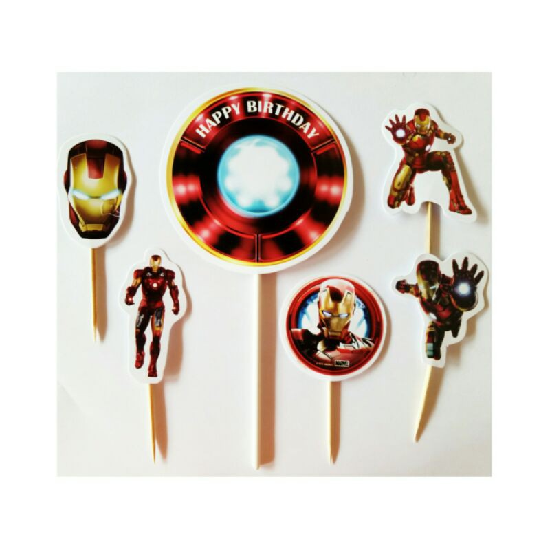 satu set topper Toper cake hiasan kue ulang tahun karakter iron man Ironman
