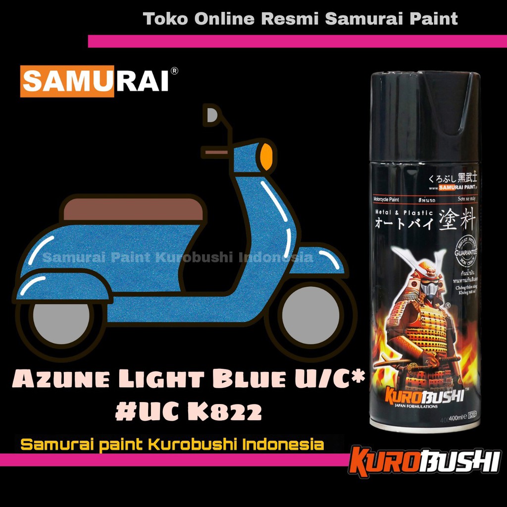 Samurai Paint AZUNE LIGHT BLUE UC K822 Warna 2 Coat System Kawasaki Biru Muda Azune U/C Cat Semprot