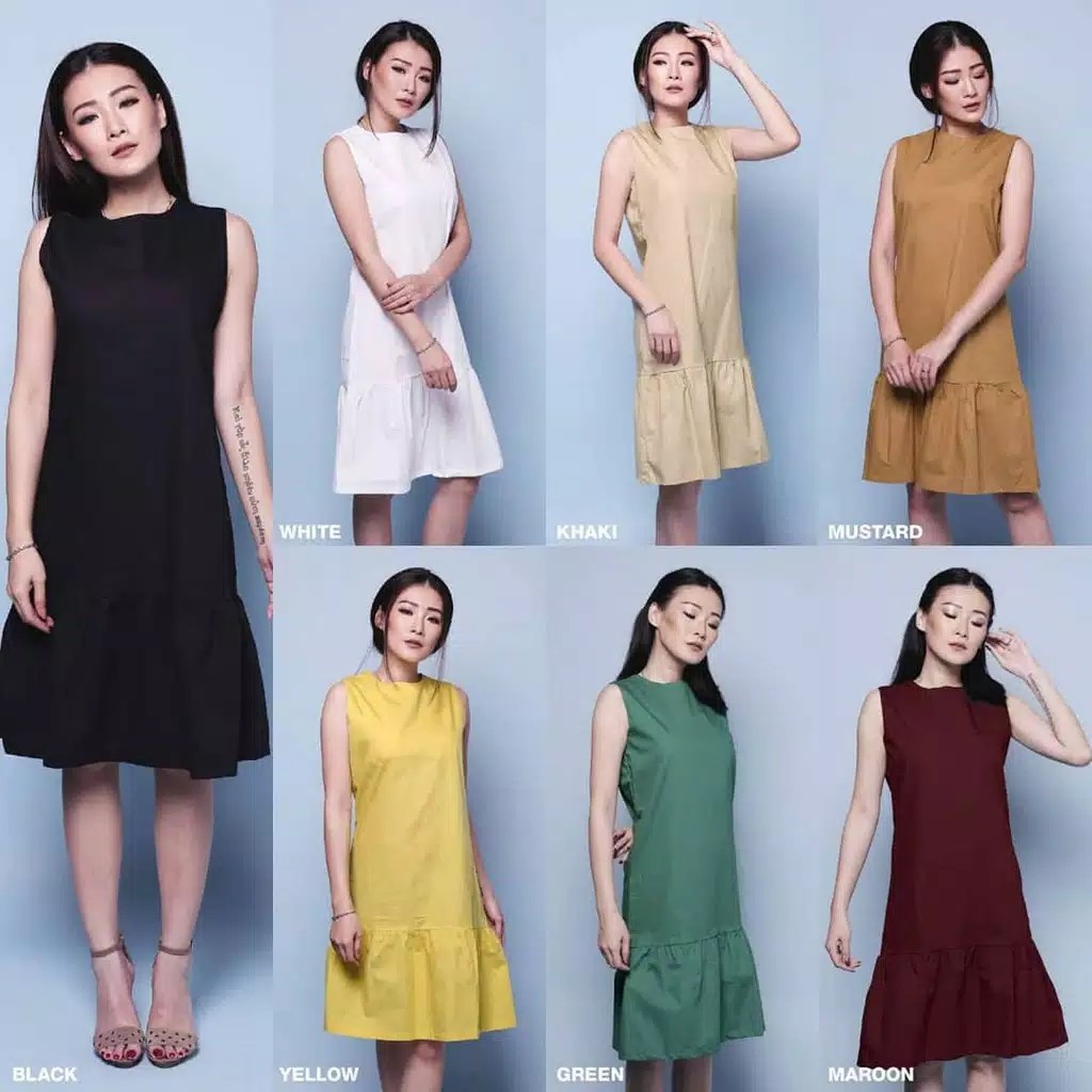 Goblin Dress Wanita Polos (Tanpa Lengan)