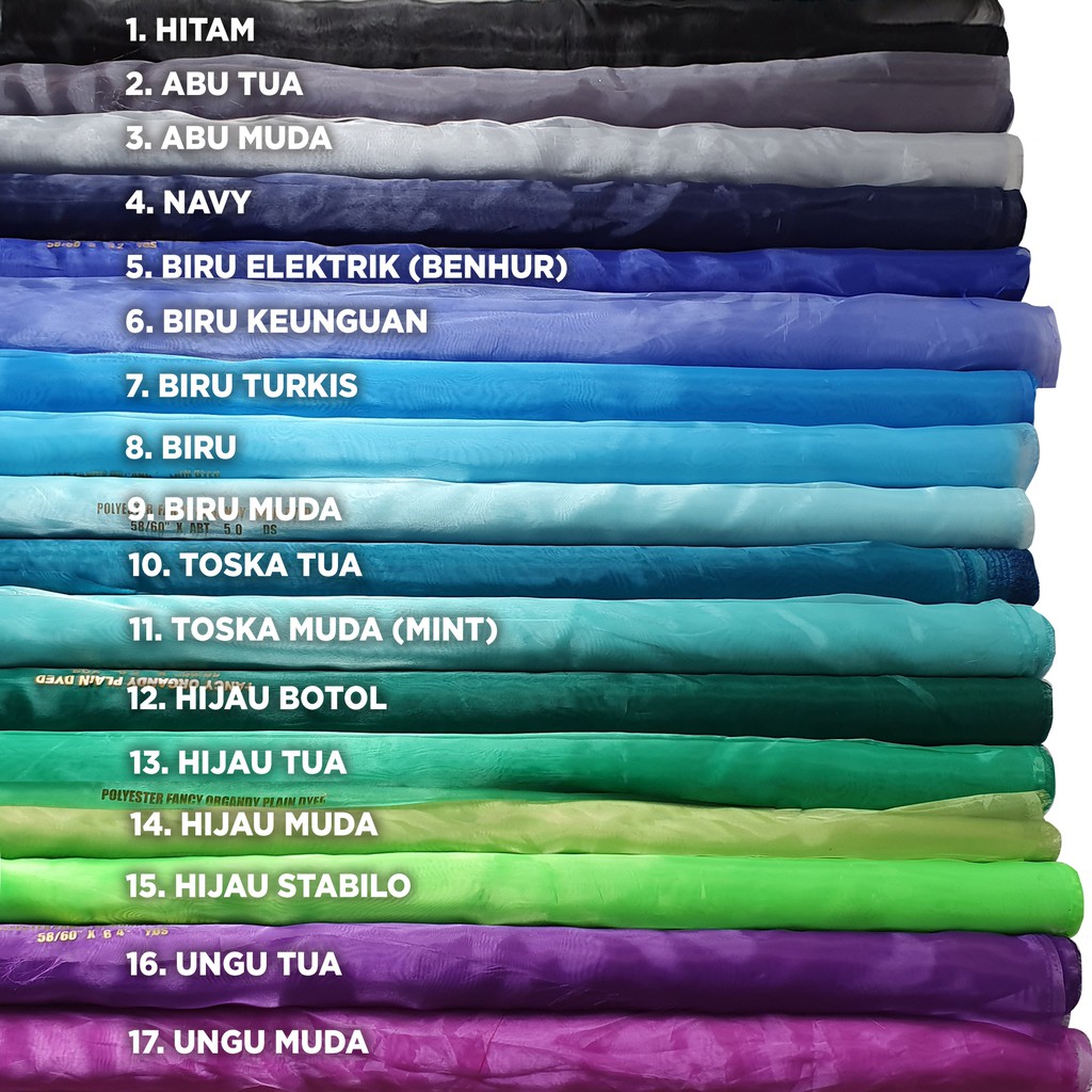 Kain Organdi Kain Kaca Lebar 150 cm Ter Murah Laris Bahan Dekorasi Gaun Hijab Gulungan ROLL 45 Meter