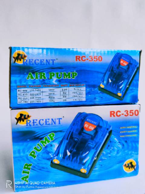 Recent RC 350 Pompa Mesin Aerator Airpump Gelembung Udara 2 lubang Aquarium Aquascape Kolam