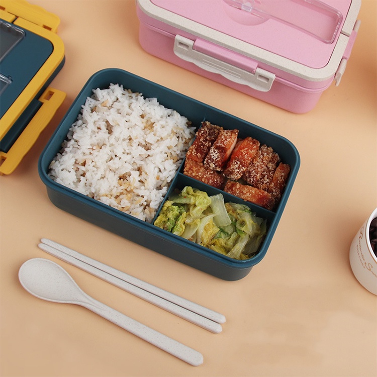 DEOS NEW LUNCH BOX SET PP JERAMI GANDUM ECO FRIENDLY WITH HANDLE FREE SENDOK DAN SUMPIT/ KOTAK MAKAN BEKAL