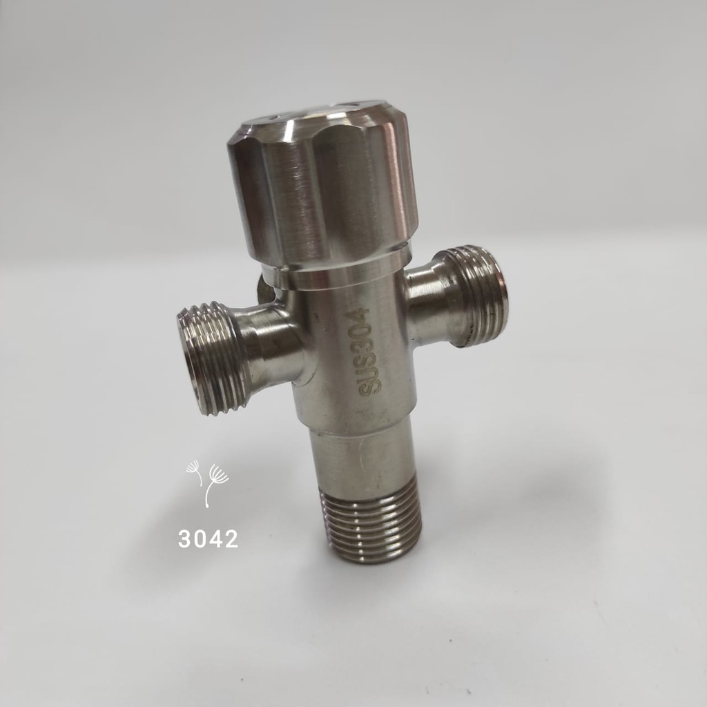 Stop Kran T Cabang 3 Stainless 304 2 - Keran air Shower Tee kloset valve Y44