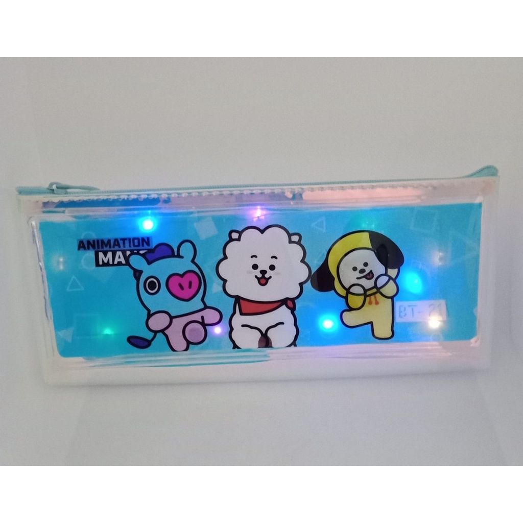 TEMPAT PENSIL ANAK SLETING PEN CASE KOTAK PENSIL DOMPET NYALA LAMPU PC-376 MOTIF KARAKTER LUCU