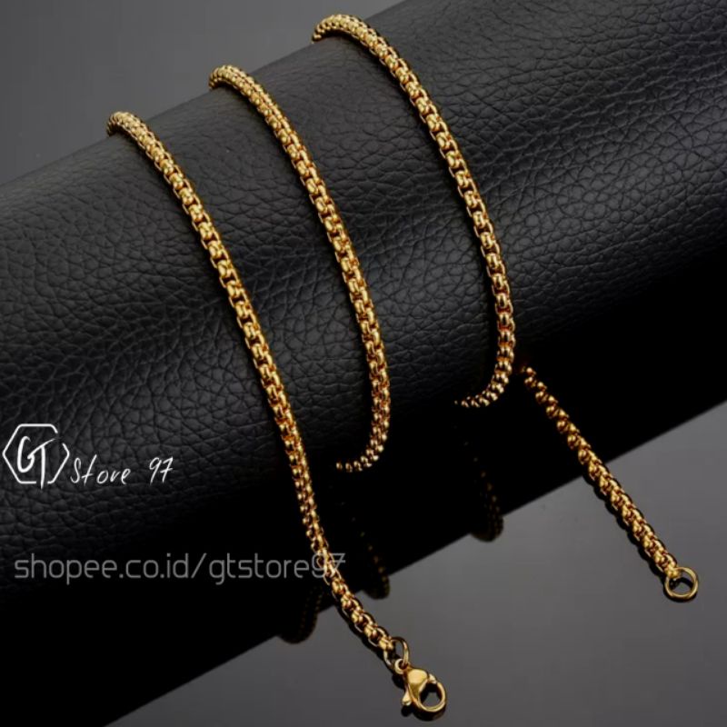 Kalung Pria Titanium Asli Anti Karat Cowok Cewek Wanita Silver Perak Rantai Rolo Cowo Cewe Laki Laki Kalong Tetanium Peria Cod Kalung Stainless Steel