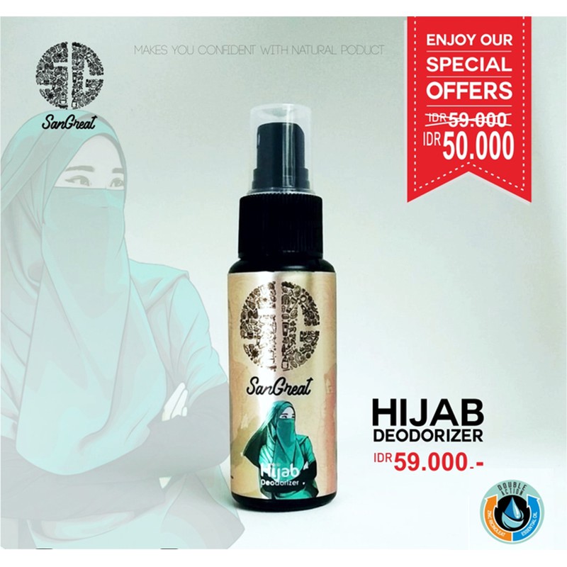 Penghilang bau hijab, hijab deodorizer, penyerap bau jilbab, kerudung