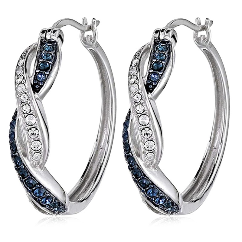 New Arrivals Female Circle Zircon Earrings Handmade Blue Crystal Elegant Wedding Engagement Flower Earrings For Women