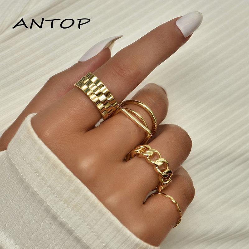 4pcs / Set Cincin Buku Jari Aneka Bentuk Gaya Retro Untuk Wanita