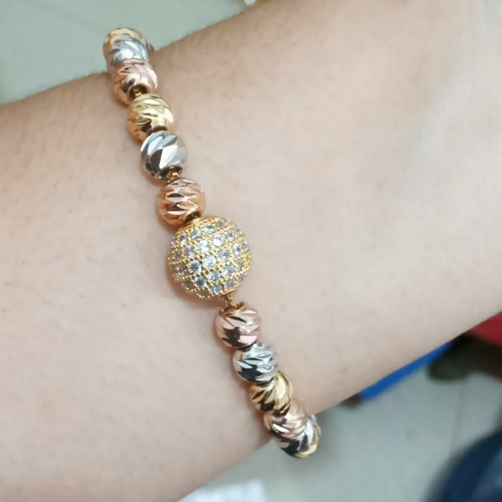 Gelang Serut Premium Model Bola Pelangi Tahan Karat dan Luntur