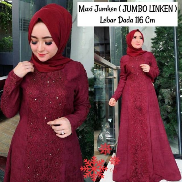 MAXY JUMKEN MUTIARA, MOSCREPE BRUKAT PREMIUM, GAMIS HIJAB MUSLIM, MAXY DRESS, (LINKEN JUMBO)