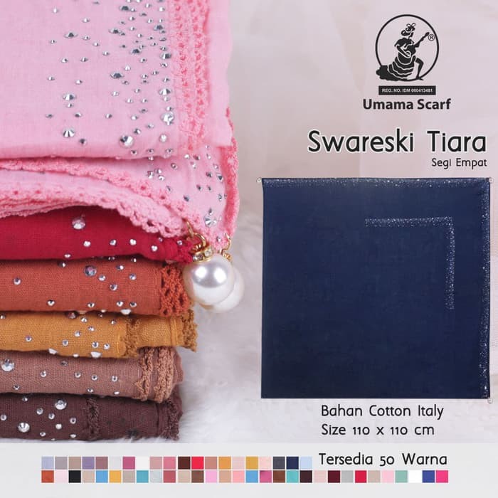 Kerudung SWARESKI TIARA UMAMA Scarf Hijab Jilbab Segi Empat Mutiara