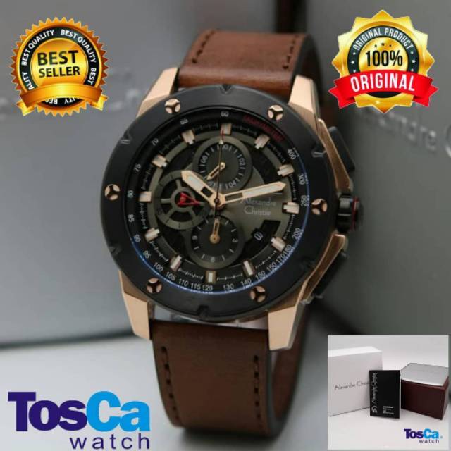 New alexandre christie ac 6549 mc brown rosegold original garansi resmi 1thn jam tangan pria terbaru