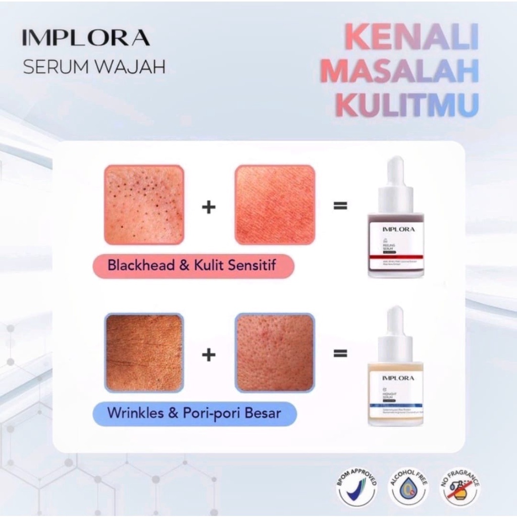 (COD) Implora Face Serum Acne Serum Anti Jerawat | Luminous | Midnight | Peeling AHA BHA PHA | Hydrating Serum