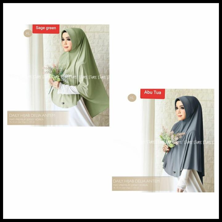 Jilbab Khimar Jersey Polos Daily Hijab Delia Antem Xl Original Flow