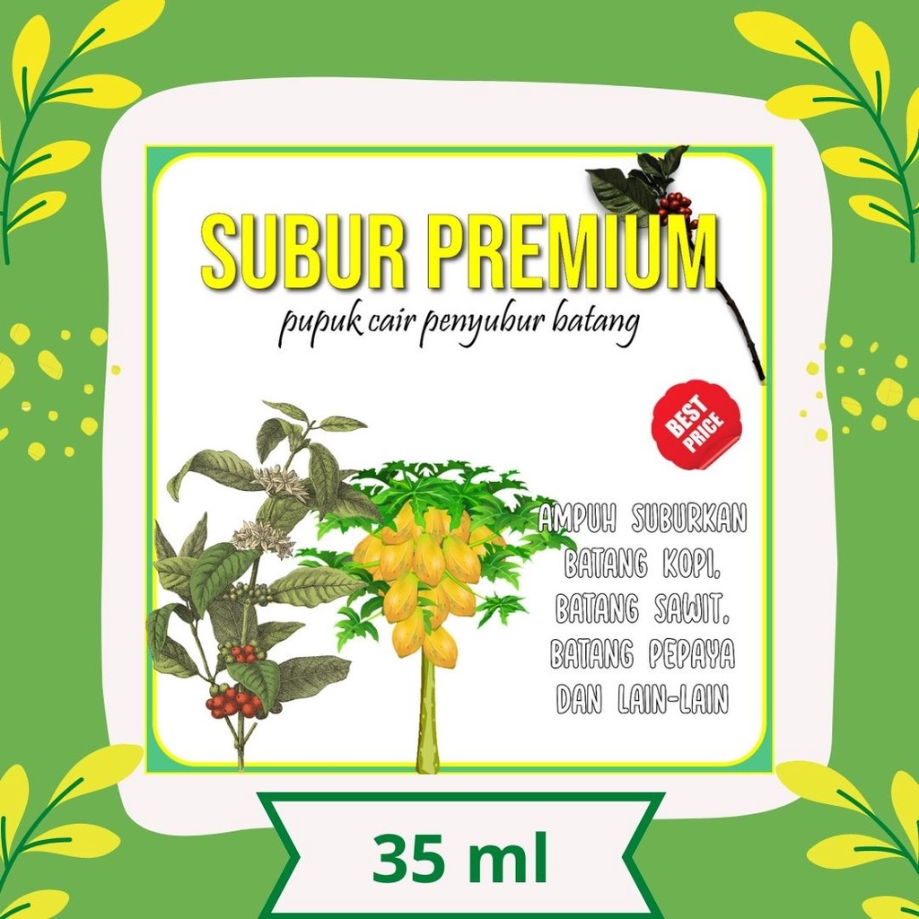 SUBUR PREMIUM 35ML / Obat Pupuk Organik Penyubur Pelebat Batang Gemuk Super Aktif Eco Farming Origin