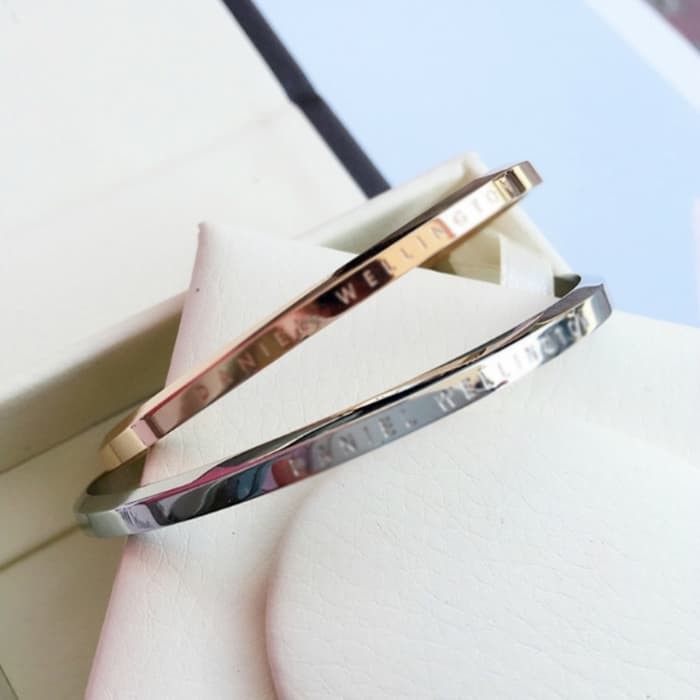 GELANG CUFF DANIEL WELLINGTON DW ROSE GOLD / SILVER LARGE ORI