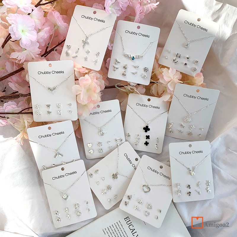 Anting Korea Dan Kalung Wanita Gaya Korea Simple Kreatif Anting Tusuk Aksesoris AM2