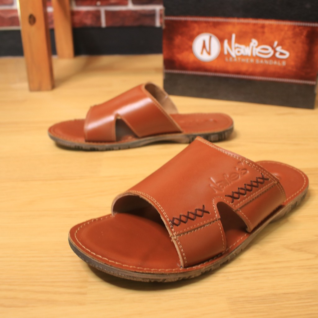 Sandal Slide JAGUAR Sendal Selop japit Kuat bahan Kulit sapi Asli genuine leather Pria Cowok