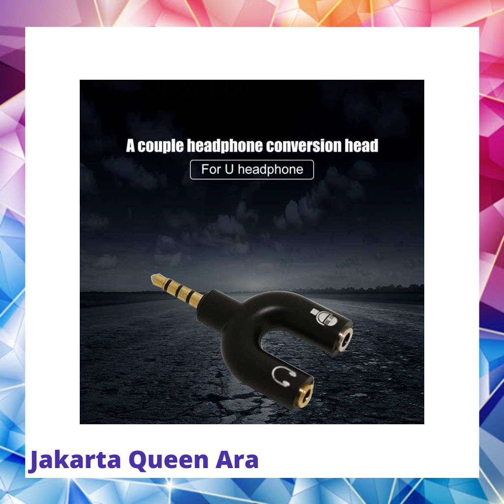 TaffSTUDIO Splitter Audio Shape U 3.5mm ke Headphone &amp; Mic - K065