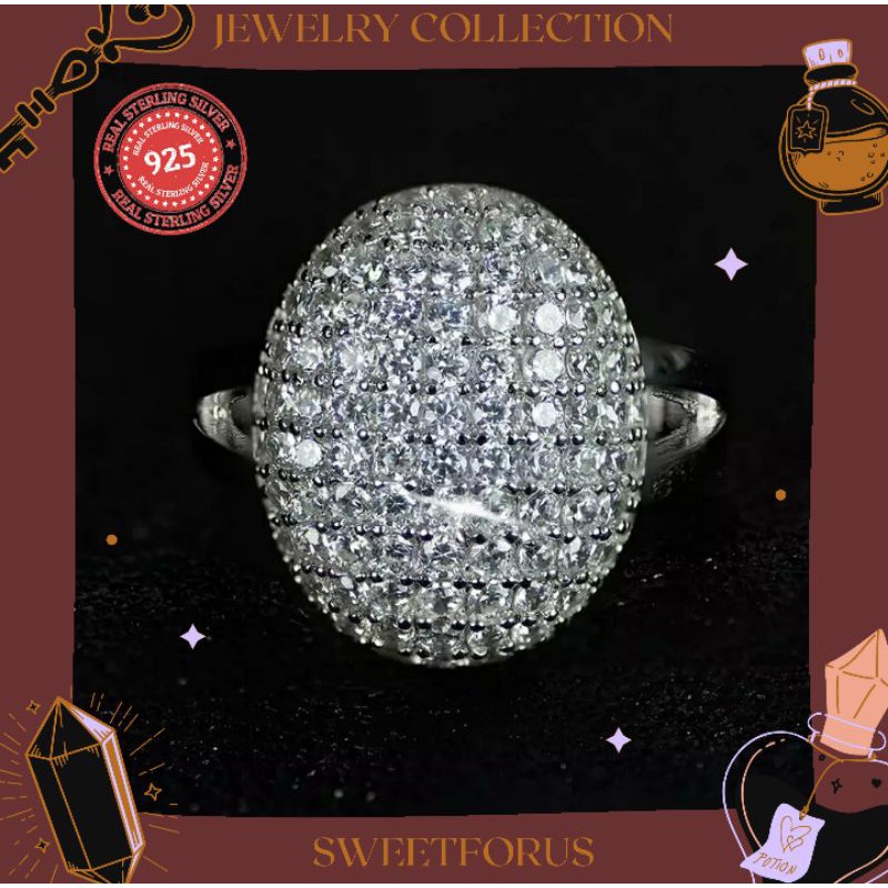 Cincin Perak Wanita Midnight Sun 925 Sterling Silver Bella Swan Twilight 88buah CZ