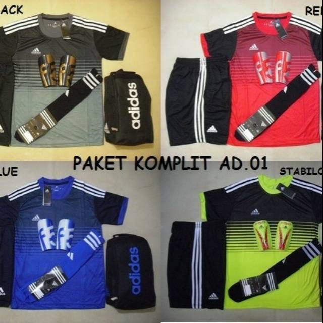 Paket 4 in 1 baju stel bola/futsal dan tas