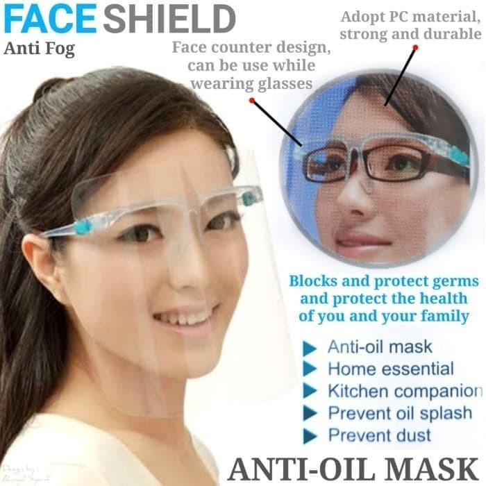 Face Shield anti oil mask FS-2 face masker pelindung wajah kacamata