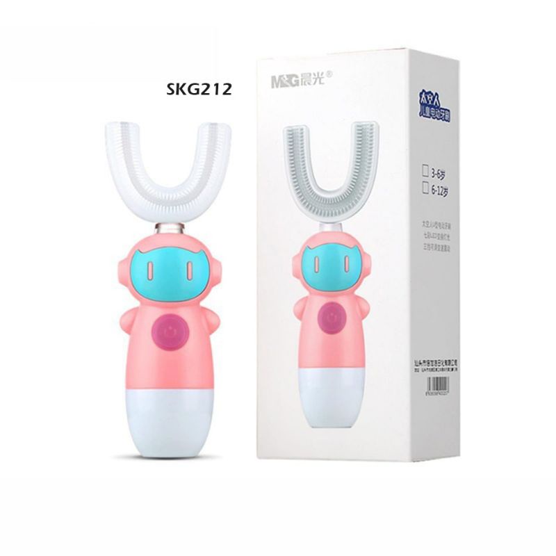 Sikat gigi anak U Shaped 360 elektrik, sikat gigi silicone electric lampu LED