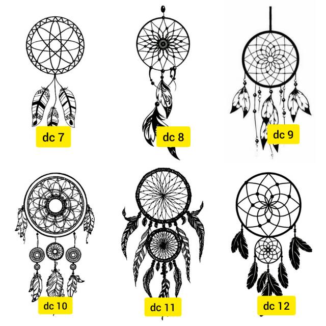 Tato Temporer Tato Dream Catcher Tato tangan Tato hitam Stiker Tato Minimalis - DC