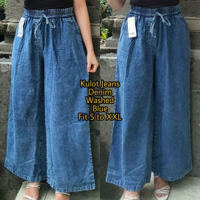 Kulot Jeans Washed Denim / Jeans Wanita / Jeans Cewek / Kulot Jeans / Jeans Kulot / Jeans Denim / Celana Kulot wanita