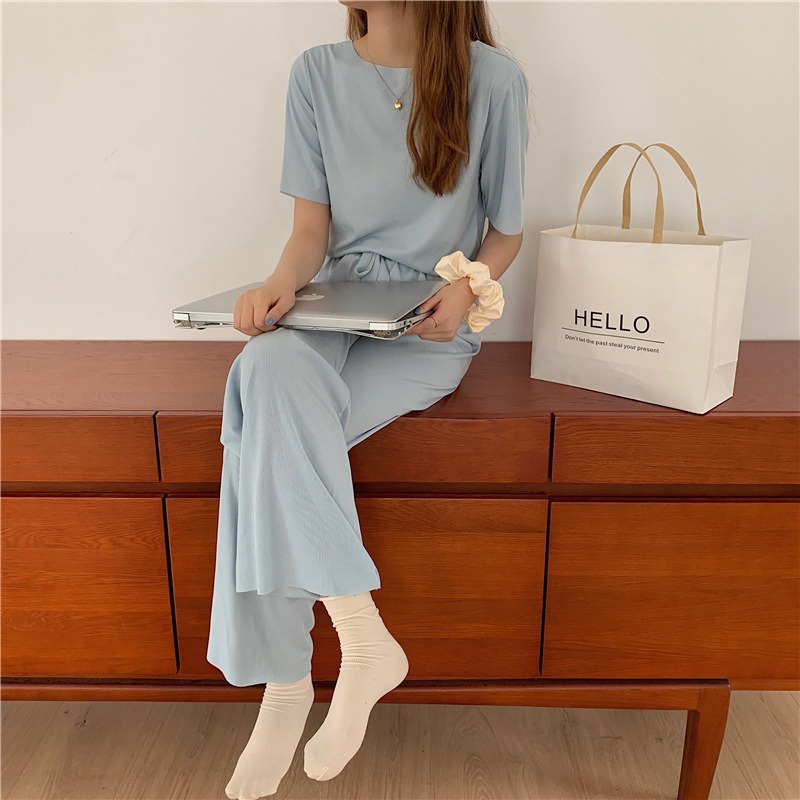 BAJU TIDUR WANITA PIYAMA WANITA PIYAMA PANJANG WANITA BAJU TIDUR PANJANG WANITA BAJU TIDUR PIYAMA PIYAMA LENGAN PENDEK BAJU TIDUR WANITA POLOS THARA LONG SET-8