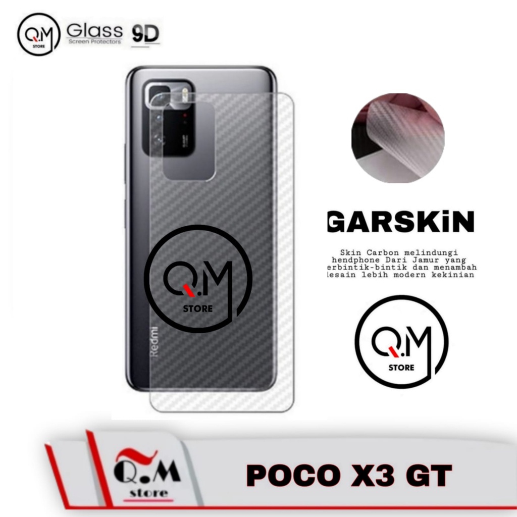 Skin Carbon GARSKIN XIAOMI POCO X3 GT 2021 Garskin Full Cover 9D Pelindung BACK COVER