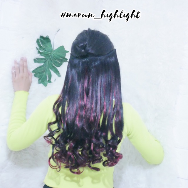 nadiSSE HAIR CLIP CURLY OMBRE MERAH HAIRCLIP BIGLAYER CURLY PANJANG HAIRCLIP CATOK JEPIT RAMBUT COD