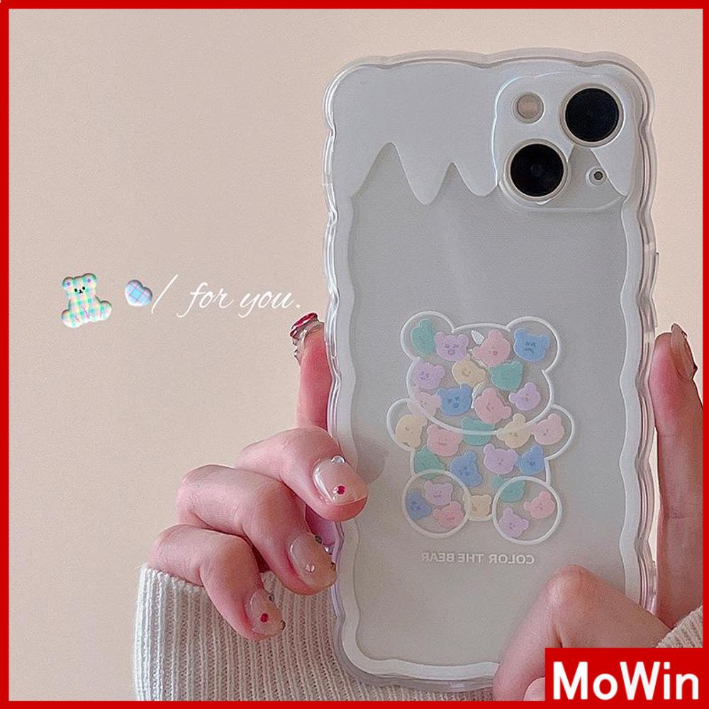 Soft Case Silikon Transparan Anti Slip Shockproof Motif Beruang Putih Untuk iPhone 13 Pro Max 12 Pro Max 11 7 Plus