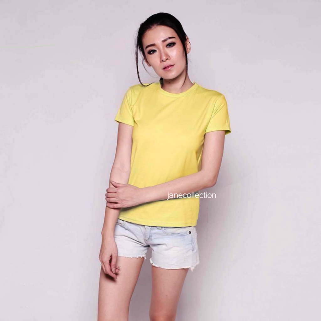 JANE COLLECTION || Atasan Wanita Kaos Polos Oblong Dingin Wanita Katun XL O Neck Slim Shirt