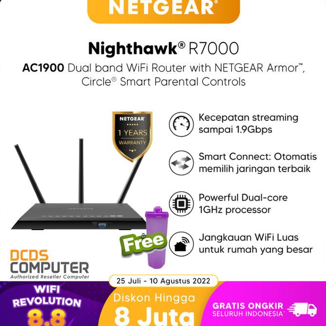 SSN KOMPUTER - NETGEAR R7000 NIGHTHAWK AC1900 SMART WI-FI ROUTER