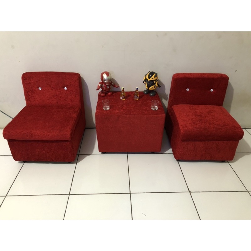 PROMO Sofa Anak Minimalis 2 Dudukan + Meja Full Busa