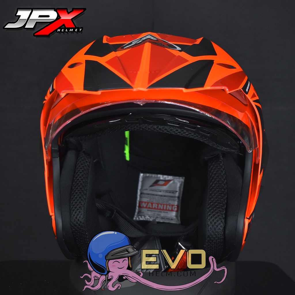 HELM JPX SUPERMOTO X TEAM - FLUO RED DOFF/BLACK ORIGINAL HELM JPX SEMICROSS JPX SUPERMOTO JPX HALFFACE