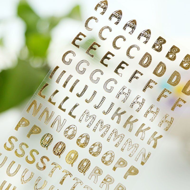 

Floralwhite 1 pc stiker alphabet gold silver journal planner scrapbook bujo DIY aesthetic letter abjad sticker