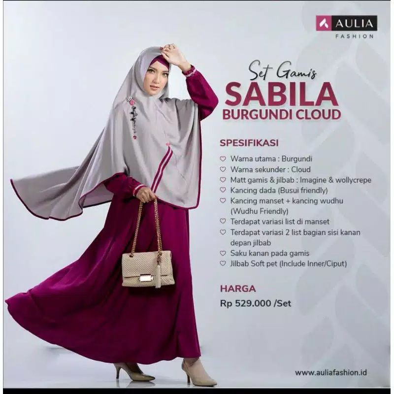 Set Gamis AULIA SABILA BURGUNDY CLOUD