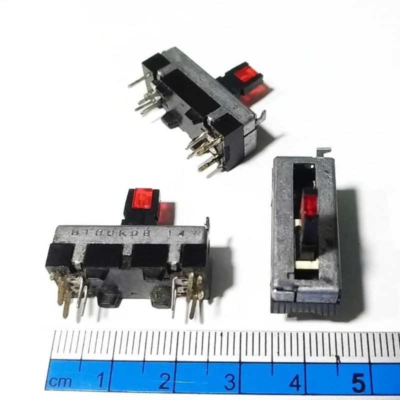 Potensio Geser Panjang 2,5cm B100K 4-4Pin +Led Panjang Tuas 10mm
