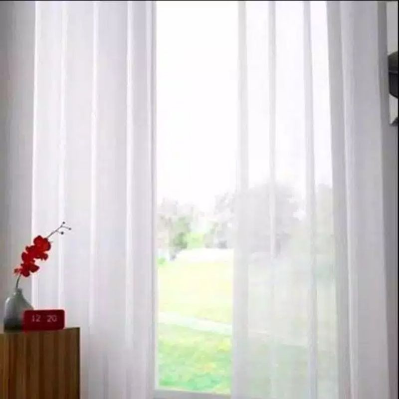 Vitrase Gorden Putih Polos Import Premium Model Plisket Kaitan Kawat S Tirai Daleman Gorden Transpar