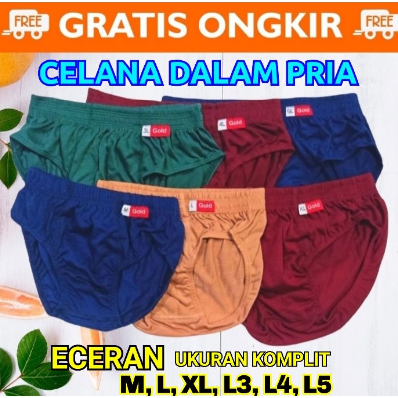 Sempak Celana Dalam Pria Dewasa Size M L XL 3L 4L 5L  ECERAN PER PCS ( LEBIH TEBAL DARI MERK LAINYA,TERBUKTI) Ukuran Normal Standar Dan Jumbo Big Size