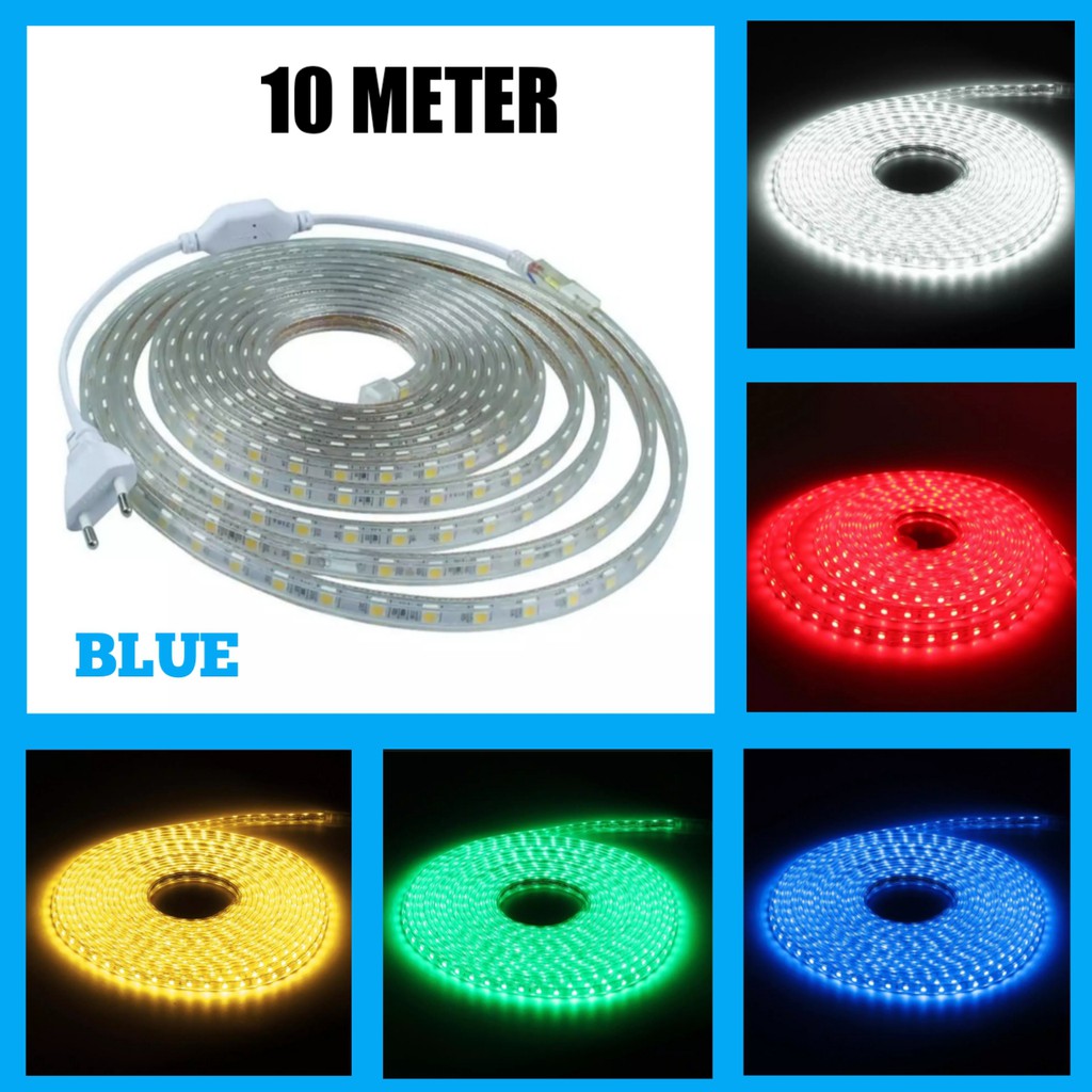 Lampu LED Strip SMD5050 - 10 Meter Full + Socket Colokan