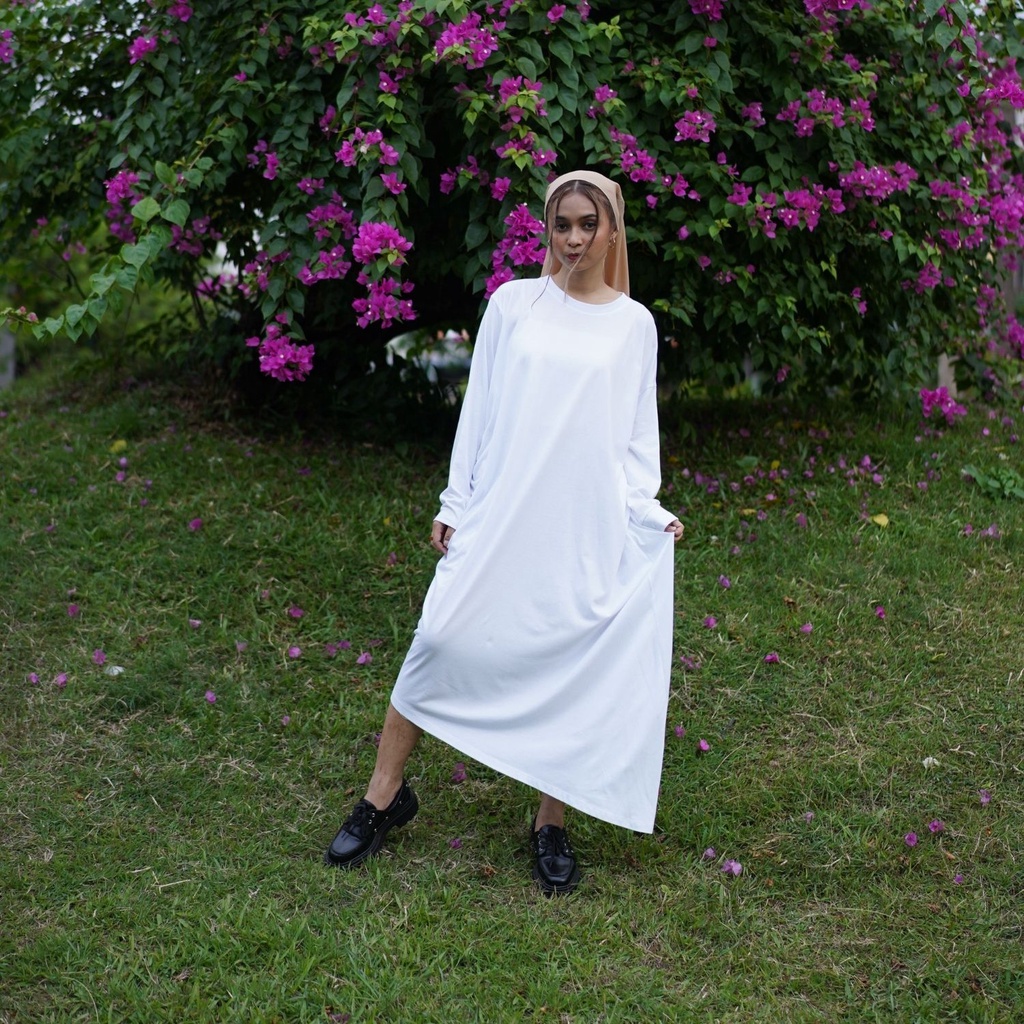 AGNI - [Minor Defect] Cla Dress T-Shirt (Kaos) Dress Wanita White